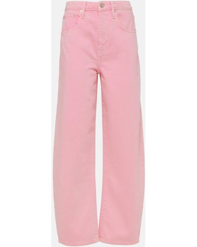FRAME High-rise Barrel-leg Jeans - Pink