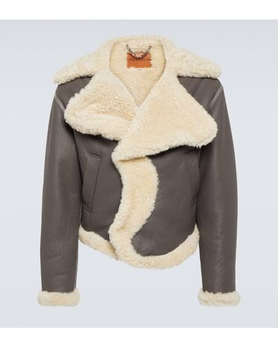 JW Anderson Shearling Leather Jacket - Grey