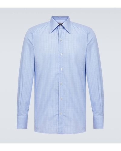 Tom Ford Gingham Cotton Twill Shirt - Blue