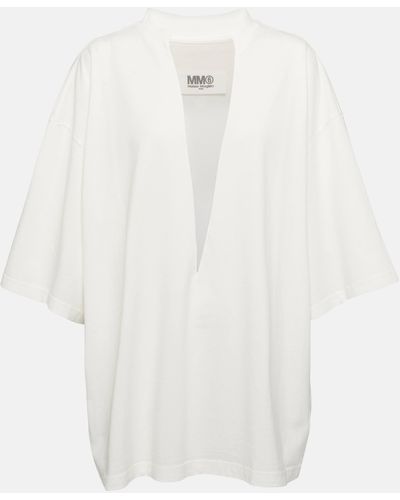 MM6 by Maison Martin Margiela V-neck Cotton Shirt - White