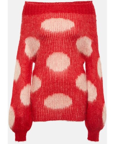 Marni Polka-dot Wool-blend Sweater - Red