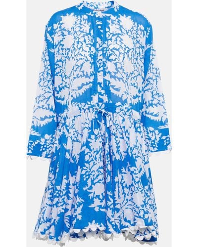 Juliet Dunn Floral Cotton Minidress - Blue