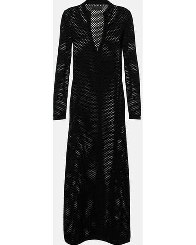 Nili Lotan Zera Open-knit Cotton Maxi Dress - Black