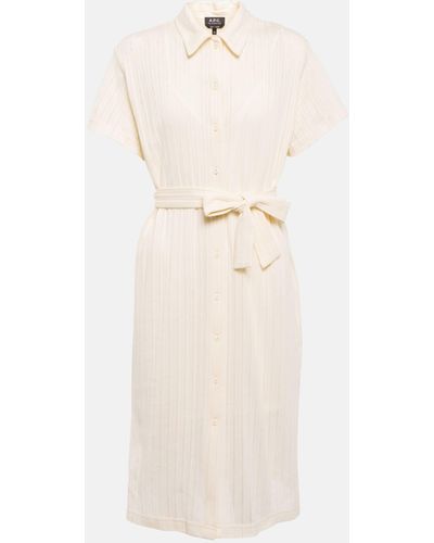 A.P.C. Ribbed-knit Cotton Midi Dress - Natural