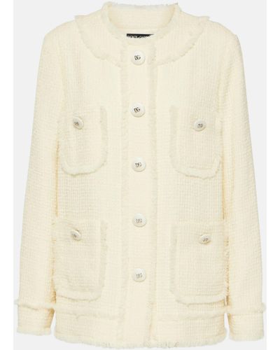 Dolce & Gabbana Wool-blend Tweed Jacket - Natural