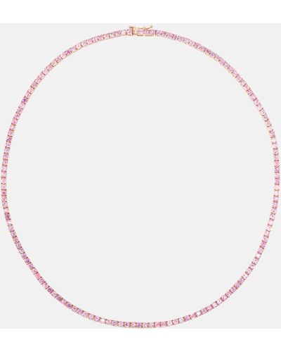 Roxanne First 14kt Rose Gold Tennis Necklace With Pink Sapphires - Natural