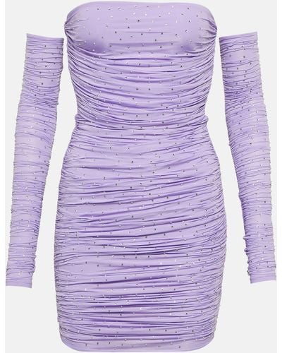 Alex Perry Crystal-embellished Jersey Minidress - Purple