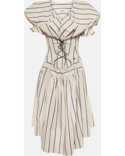 Vivienne Westwood Kate Striped Cotton Midi Dress - Natural