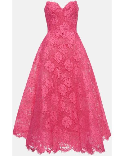 Monique Lhuillier Floral Cotton-blend Lace Maxi Dress - Pink