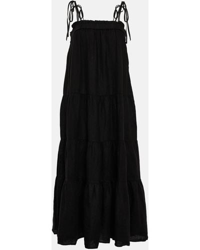 Velvet Charlie Tiered Linen Maxi Dress - Black