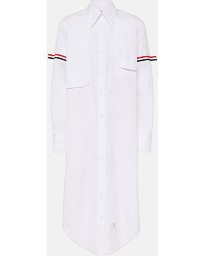 Thom Browne Rwb Stripe Cotton Shirt Dress - White