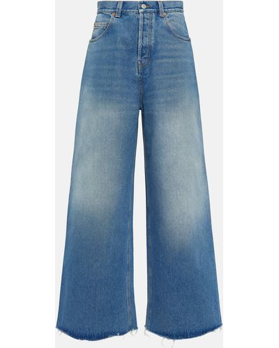 Gucci Horsebit High-rise Wide-leg Jeans - Blue