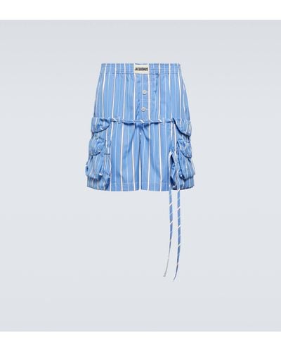 Jacquemus Le Short Trivela Striped Cotton Shorts - Blue