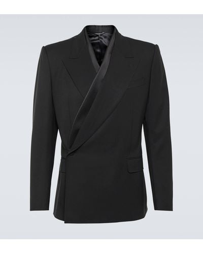 Dolce & Gabbana Asymmetric Double-breasted Wool-blend Blazer - Black