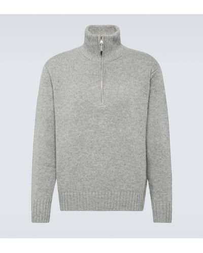 Allude Cashmere Half-zip Sweater - Grey