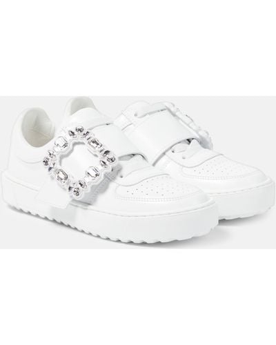 Roger Vivier Very Vivier Embellished Leather Sneakers - White