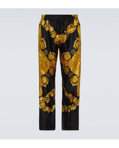 Versace Barocco Silk Twill Pyjama Bottoms - Yellow