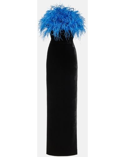 Rasario Feather-trimmed Gown - Blue