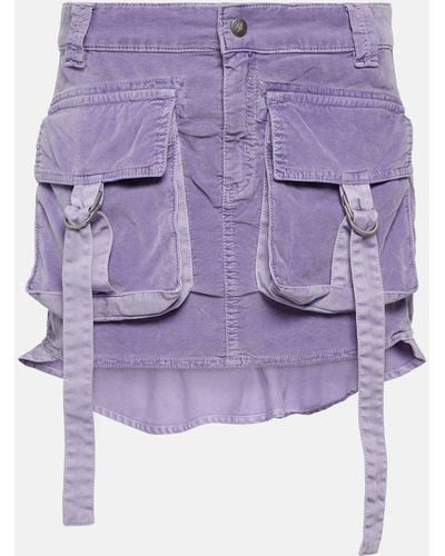 Blumarine Velvet Cargo Miniskirt - Purple