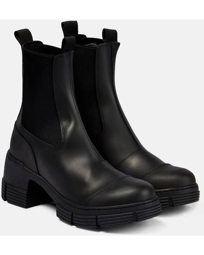 Ganni Rubber Ankle Boots - Black
