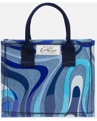 Emilio Pucci Printed Denim Tote Bag - Blue