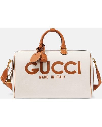 Gucci Large Logo Canvas Duffel Bag - Natural