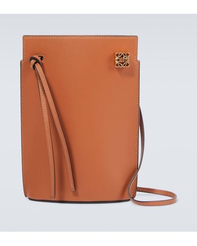 Loewe Dice Leather Pouch - Brown