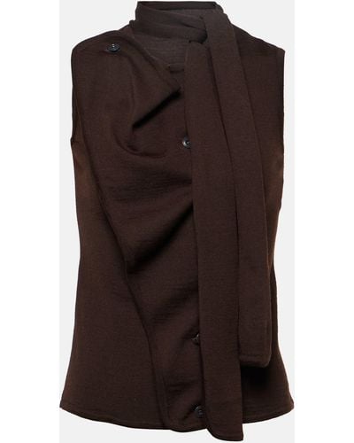Lemaire Asymmetric Wool-blend Top - Brown
