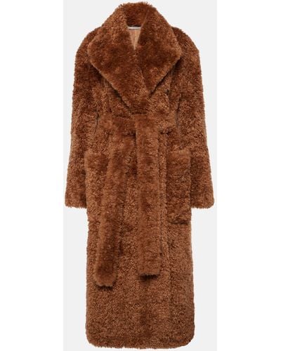 Stella McCartney Faux Fur Wrap Coat - Brown