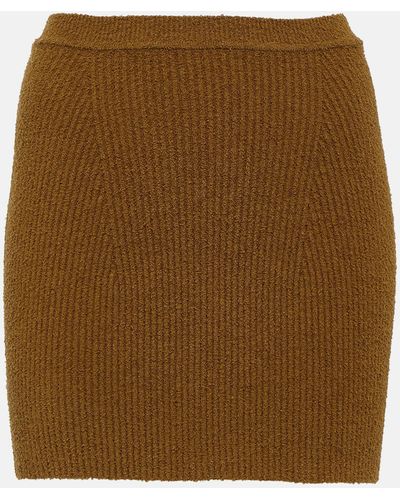 Wardrobe NYC Ribbed-knit Cotton-blend Miniskirt - Brown