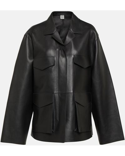 Totême Army Leather Biker Jacket - Black