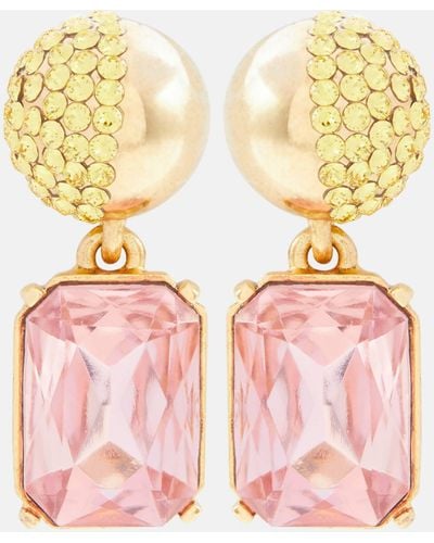 Oscar de la Renta Crystal-embellished Drop Earrings - Pink