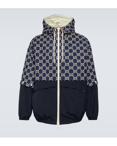 Gucci Monogrammed Leather Jacket - Blue
