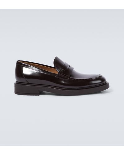 Gianvito Rossi Harris Leather Penny Loafers - Black