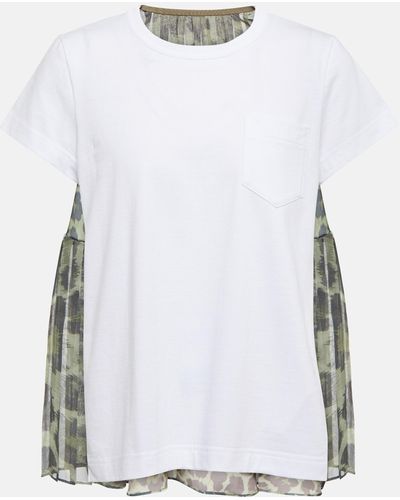 Sacai Verziertes T-Shirt aus Baumwolle - Weiß