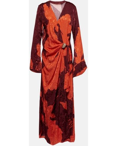 Johanna Ortiz Floral Jacquard Maxi Dress - Red