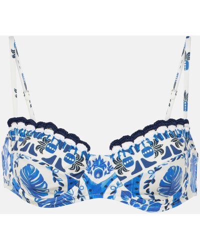 FARM Rio Tile Dream Printed Bikini Top - Blue