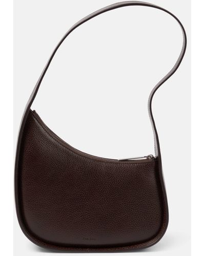 The Row Half Moon Small Leather Shoulder Bag - Brown