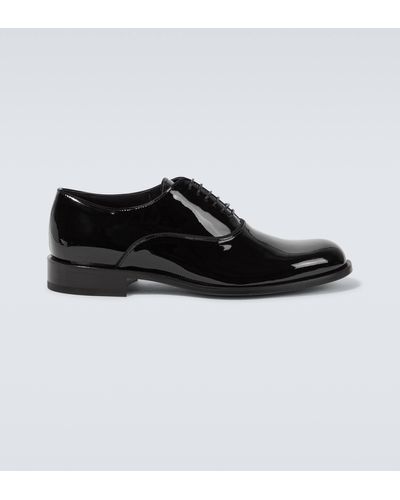 Giorgio Armani Patent Leather Oxford Shoes - Black