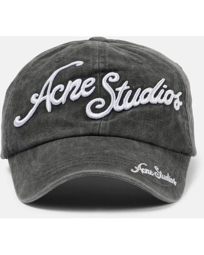 Acne Studios Logo Embroidered Cotton Baseball Cap - Grey