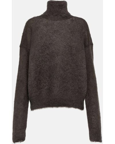 Saint Laurent Mohair-blend Turtleneck Sweater - Grey