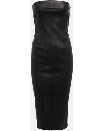 Stouls Gio Strapless Leather Midi Dress - Black