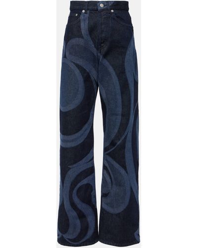 Dries Van Noten Printed Straight Jeans - Blue