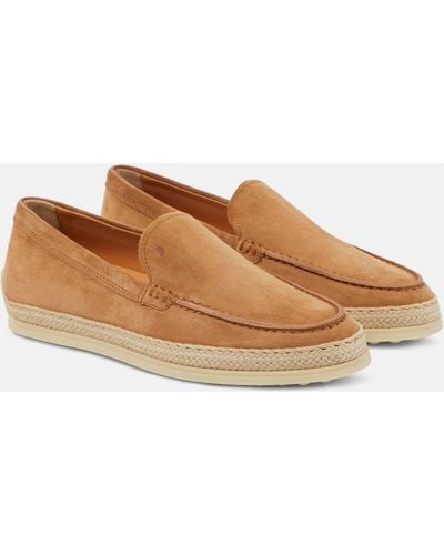 Tod's Jute-trimmed Suede Moccasins - Brown
