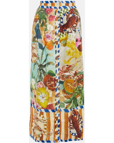 ALÉMAIS Theo Printed Linen Maxi Skirt - Multicolour