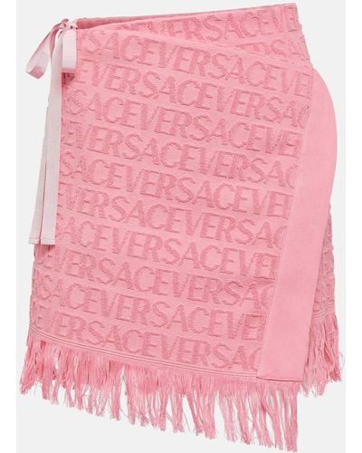 Versace X Dua Lipa Logo Cotton Terry Wrap Skirt - Pink