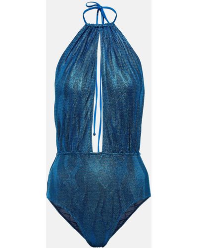 Missoni Jacquard Halterneck Swimsuit - Blue