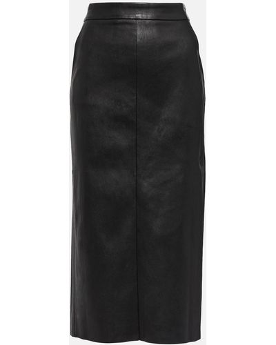 Stouls Taylor Leather Midi Skirt - Black