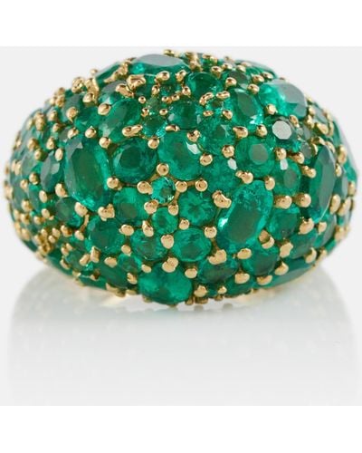Octavia Elizabeth Green Earth Dome 18kt Gold Ring With Emeralds