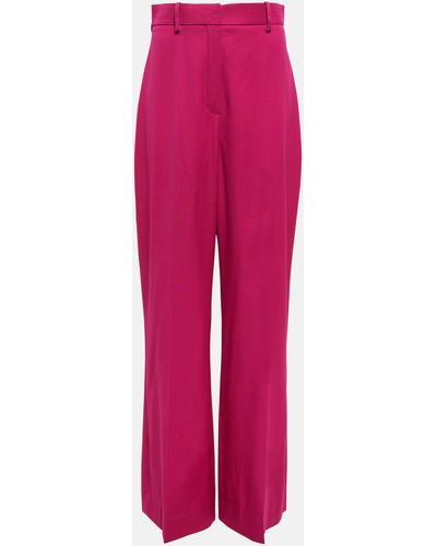 Nina Ricci Wool Gabardine High-rise Wide-leg Pants - Pink